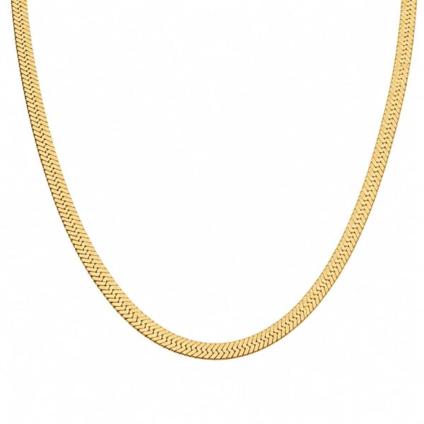 Flache Schlangenkette, 18 Karat vergoldet, für Damen Schlangenkette flach 5 mm – 45+5 cm