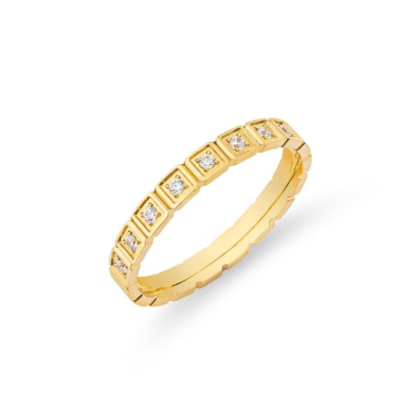 Copenhagen Smykker – Quadratischer Eternity-Ring aus 18 Karat wasserfest vergoldetem Stahl mit Zirkonia-Steinen