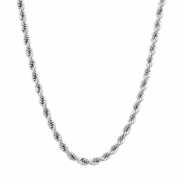 Wasserfeste Torc-Halskette (3 mm) aus Silber (Seilkette) für Herren – 45, 50, 55 und 60 cm