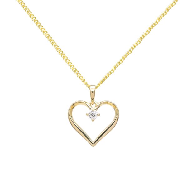 Herz-Halskette mit Diamant im Brillantschliff aus 9 Karat Gold – 0,05 ct