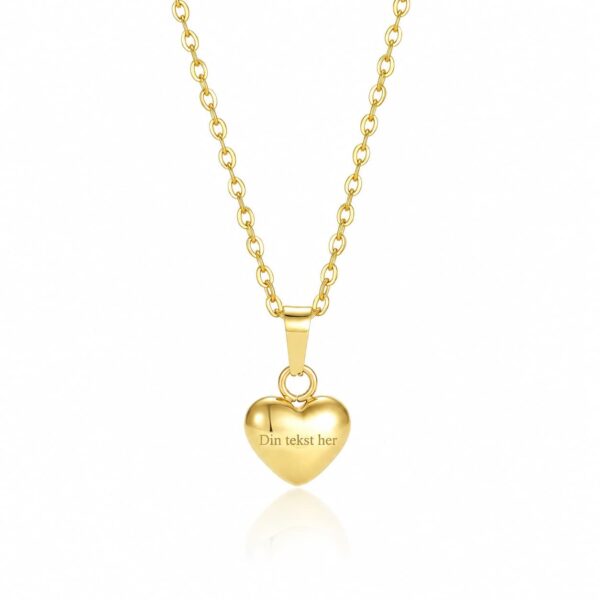 Wasserfeste Herz-Halskette mit 18 Karat Goldbeschichtung (PVD), gewölbtes, hochglanzpoliertes Herz – 10x10 mm. Gravur möglich