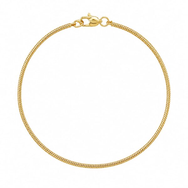Wasserfeste Schlangenkette – 18 Karat Vergoldetes Armband 1,5 mm (Schlangenkette) für Herren – 18, 19 & 21 cm