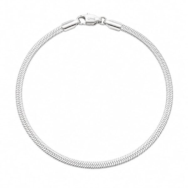 Wasserfestes flaches Schlangenarmband in Silberoptik - 3 mm Stahl (16, 18 und 20 cm)