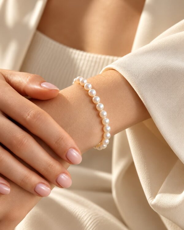 Elegantes Perlenarmband in warmem Licht