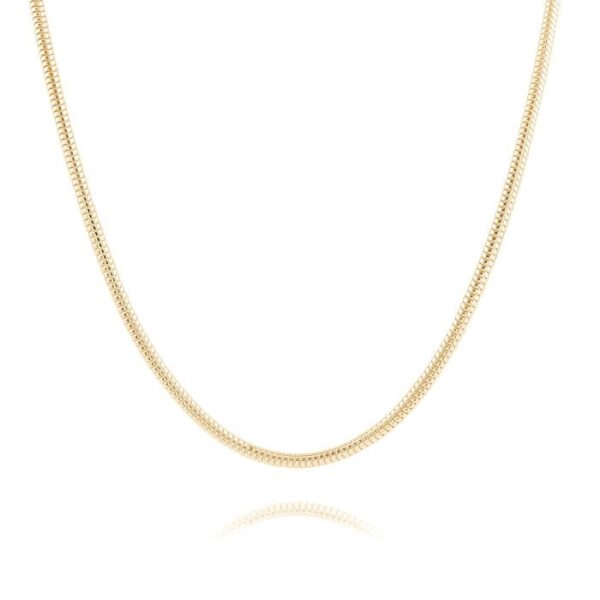 Vergoldete silberne Halskette (Runde Schlangenkette) für Damen – 45 cm