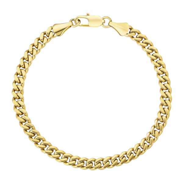 Wasserfestes Armband „Nero“ (5 mm): Vergoldet (Panzerkette) für Herren – 18, 19 21 cm