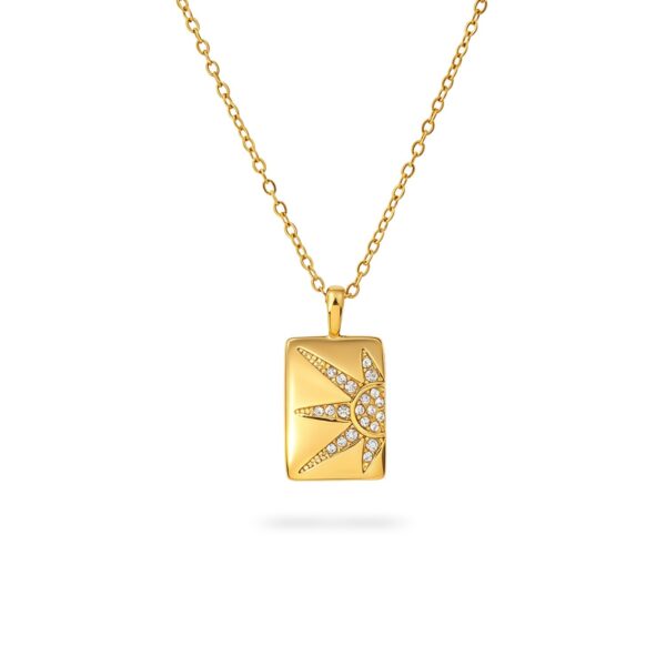 Wasserfeste Morgensonnen-Halskette mit Zirkonia aus 18 Karat PVD-Gold