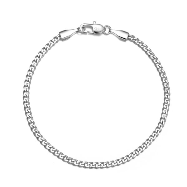 Wasserfestes Armband „Nero 3 mm“: Silbernes Armband (Panzerkette) für Herren – 18, 19 und 21 cm