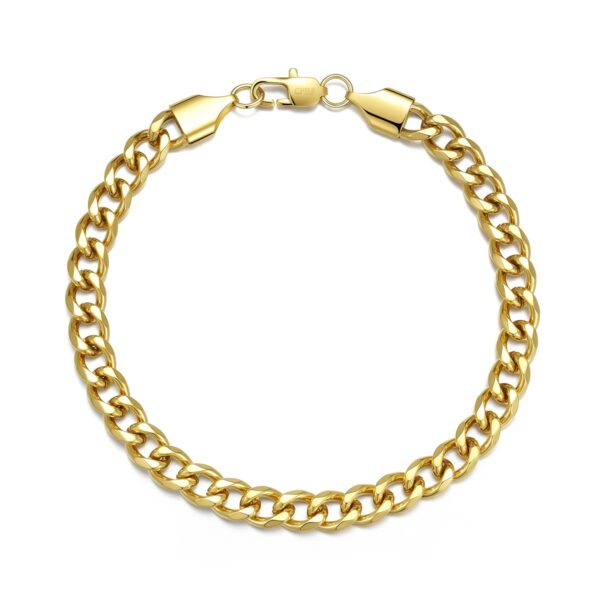 Wasserfest Nero 6 mm: Vergoldetes Armband (Panzerdesign) für Herren – 18, 19 & 21 cm