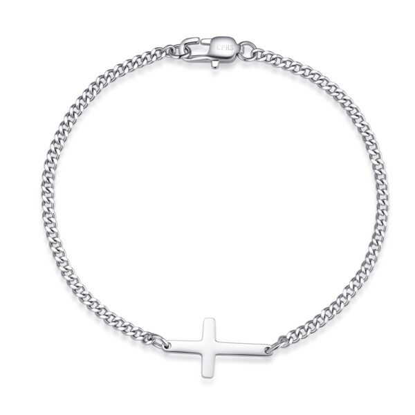 Wasserfestes Celestino-Kreuzarmband aus Stahl mit echter Versilberung (PVD) für Herren – 19 x 10 mm