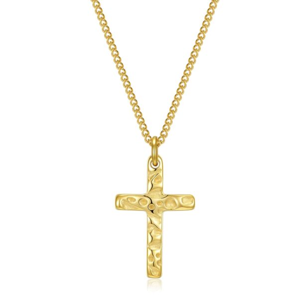 Wasserfest Celestina: Kreuzkette Gold für Damen mit Struktur – 13 x 21 mm