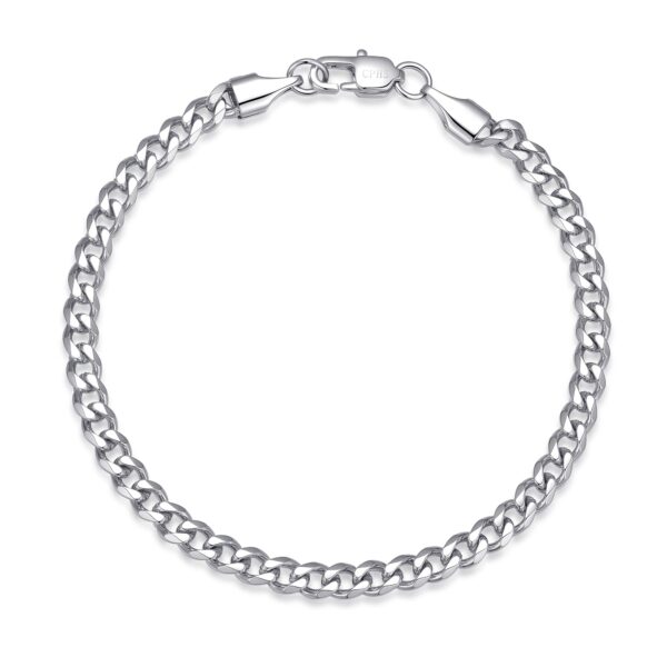 Wasserfestes Nero 4 mm: Silbernes Armband (Panzerdesign) für Herren – 18, 19 & 20 cm