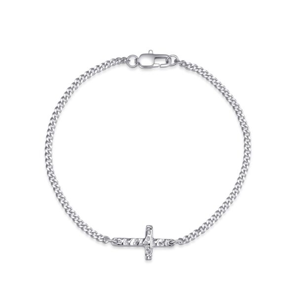 Wasserfestes Celestino-Kreuzarmband mit gehämmertem Stahl und Echtsilberplattierung (PVD) für Herren – 19 x 10 mm