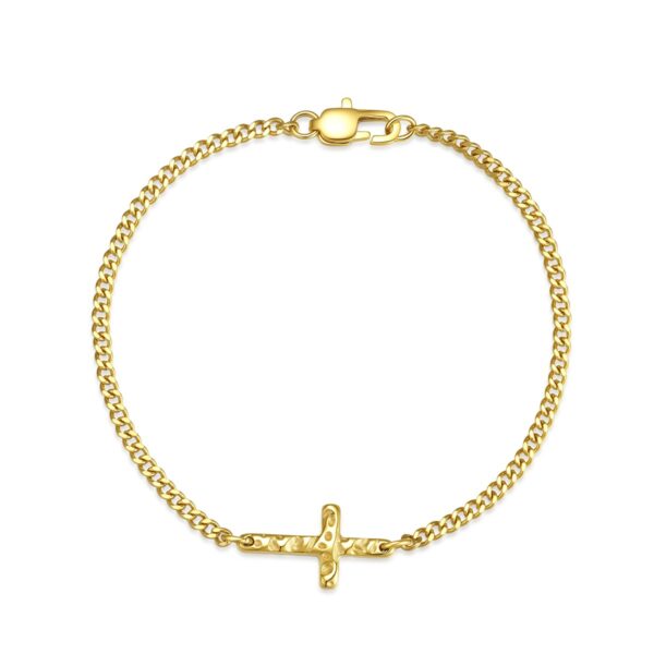 Wasserfestes Celestino-Kreuzarmband mit gehämmertem Muster, 18-Karat-Goldplattierung (PVD) für Herren – 19 x 10 mm