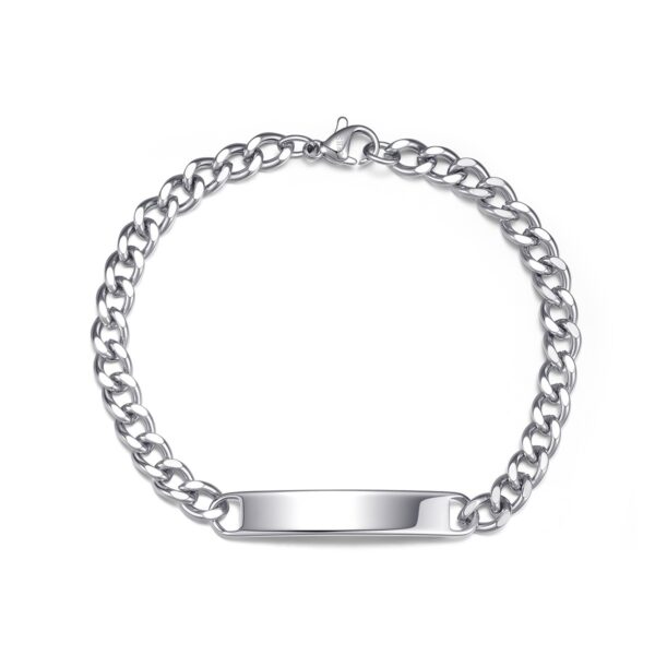 Wasserfestes Stab-Armband mit Silberbeschichtung (PVD) und 4 mm Panzerkette