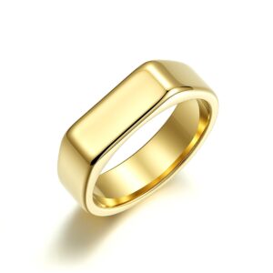 Wasserfester, unbeschrifteter Siegelring mit 18-karätiger Goldplattierung (PVD) – Herren