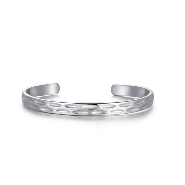 Wasserfestes, gehämmertes, offenes Armband mit Silberplattierung (PVD) – für Damen