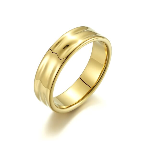 Wasserfester, glatt gerillter Ring mit 18-Karat-Vergoldung (PVD) – für Herren