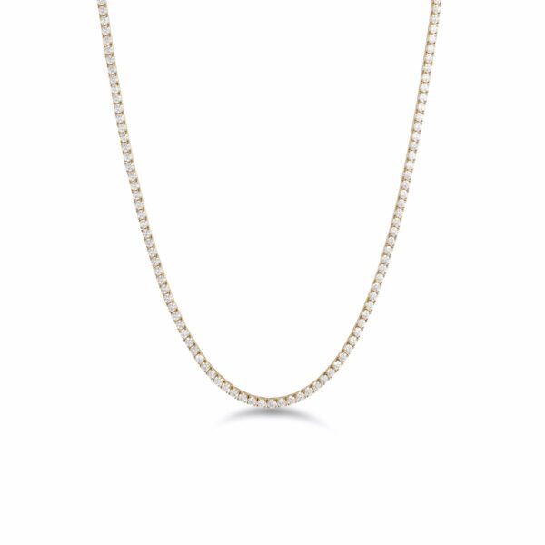 Celeste wasserfeste Tenniskette 18 Karat vergoldet mit weißen Zirkoniasteinen 3 mm 40 oder 45 cm