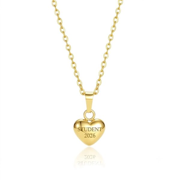 Abitur-Halskette – Wasserfeste Herz-Halskette mit 18 Karat Goldbeschichtung, 10 x 10 mm, kostenlose Gravur – Abschlussgeschenk