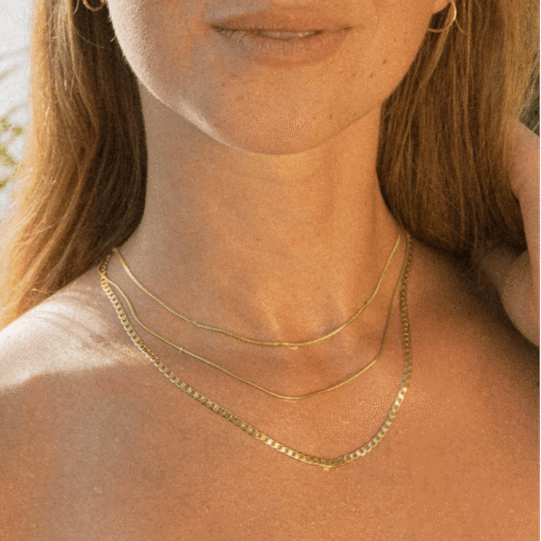 Echte Gold-Panzerkette für Damen