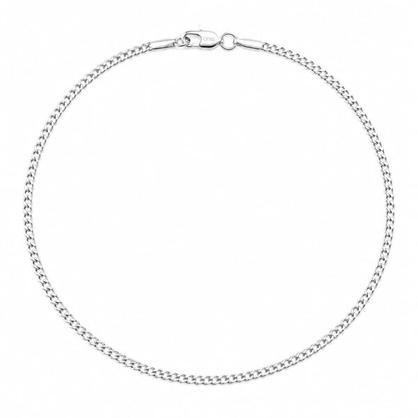 Wasserfestes Nero 2 mm: Silberarmband (Panzerdesign) für Herren – 18, 19 & 21 cm