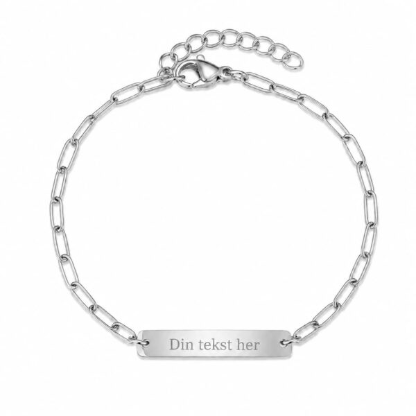 Wasserfestes Stabarmband in Silber (PVD) mit Gliederkette und Gravuroption - 16 + 4 cm