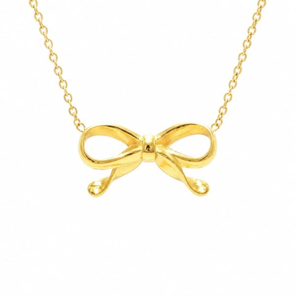 Wasserfeste Schleifen-Halskette aus 18-Karat-Gold, 12 x 22 mm, 40 + 45 cm lang