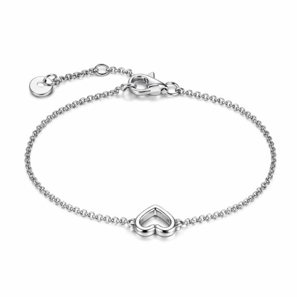 Copenhagen Smykker – Silbernes Herzarmband, rhodiniert. Verstellbares Armband 16+3 cm