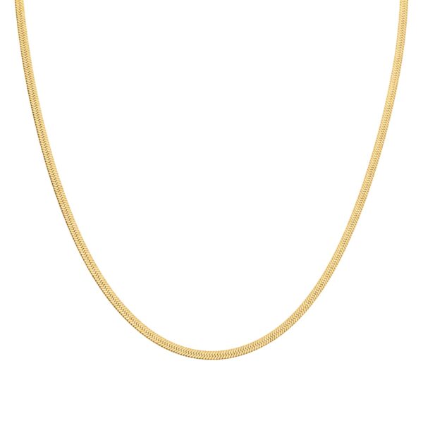 Flache Schlangenkette 18k vergoldet für Damen. Schlangenkette flach 3 mm - 45+5 cm