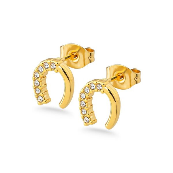 Wasserfeste Hufeisenohrringe mit Zirkonia in 18 Karat PVD-Gold
