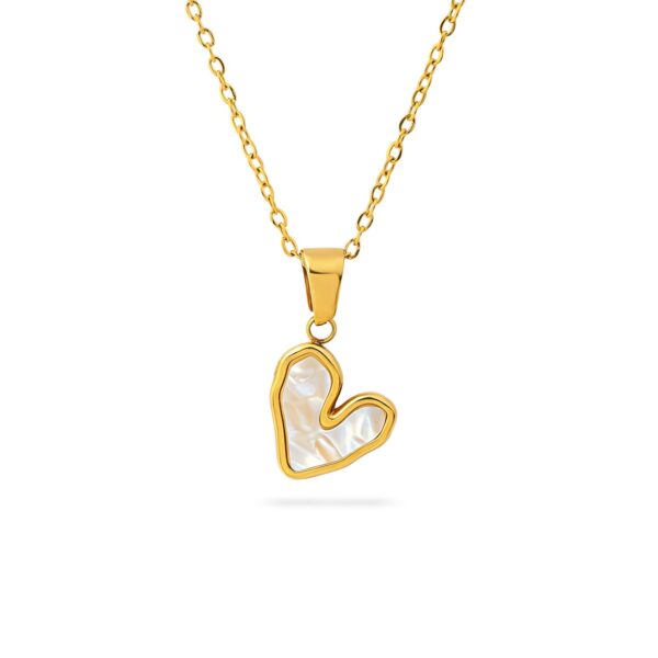 Wasserfeste Herz-Halskette mit Perlmutt in 18 Karat PVD-Gold