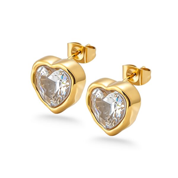 Herzohrringe mit 12 mm Zirkonia in 18-karätiger PVD-Vergoldung