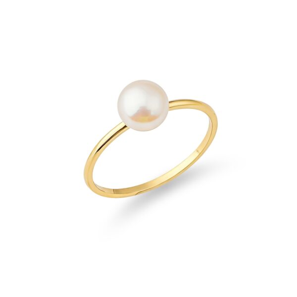 Wasserfester Ring mit 7 mm Süßwasserperle in 18 Karat PVD-Gold