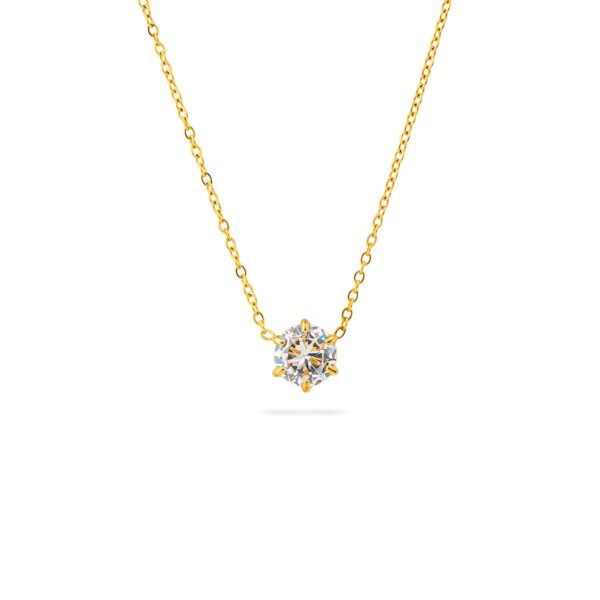 Wasserfeste Solitärkette mit 7 mm Zirkonia in 18 Karat PVD-Gold