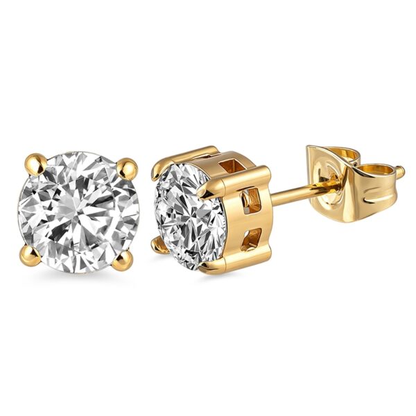 Wasserfeste Solitär-Ohrringe, 18 Karat vergoldet, mit Zirkonia-Steinen (PVD), 3, 4, 5 & 6 mm