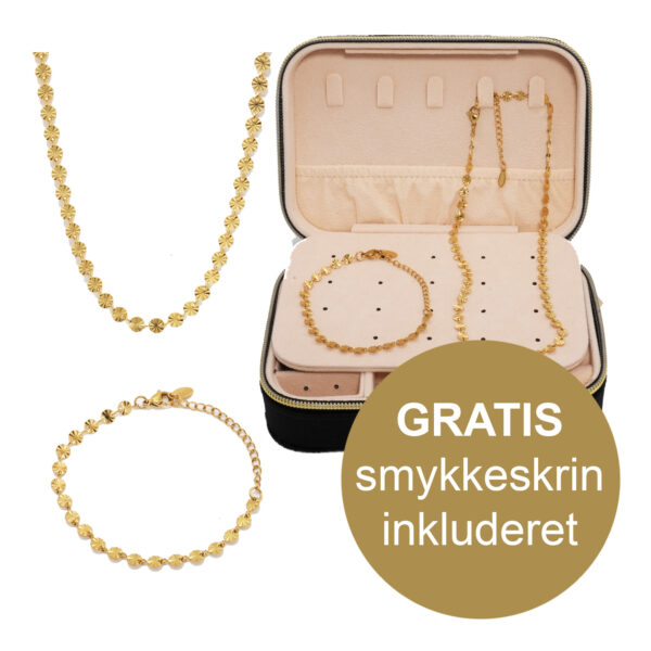 Copenhagen Smykker Sonnenblumen-Schmuckset in Gold + GRATIS Schmuckkästchen