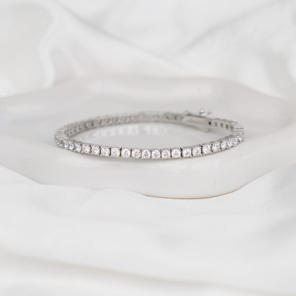 Zyra Tennisarmband, silber, mit weißen Zirkonia-Steine Ø 3 mm